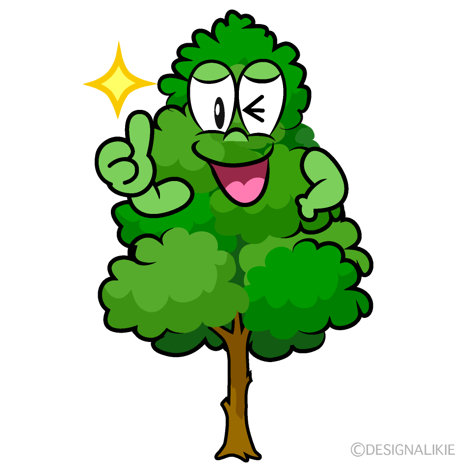 Thumbs up Tall Tree Cartoon Character Image