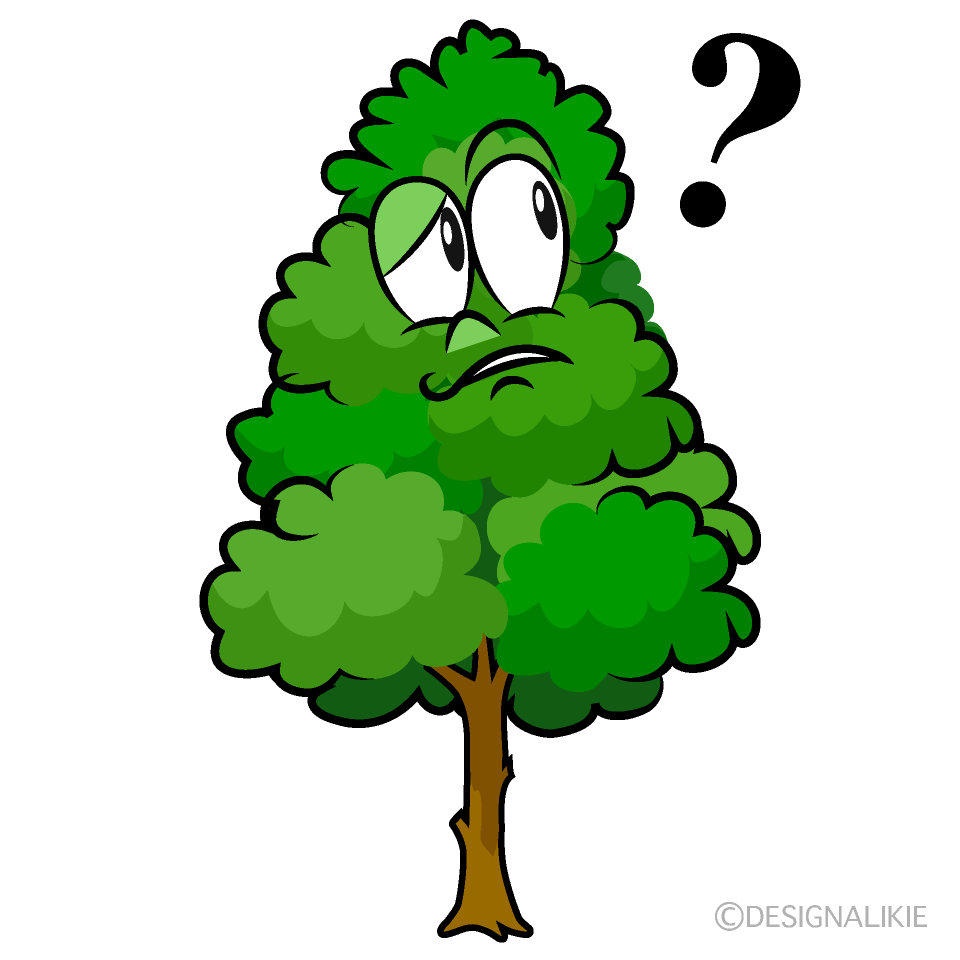 Thinking Tall Tree Cartoon Character Image