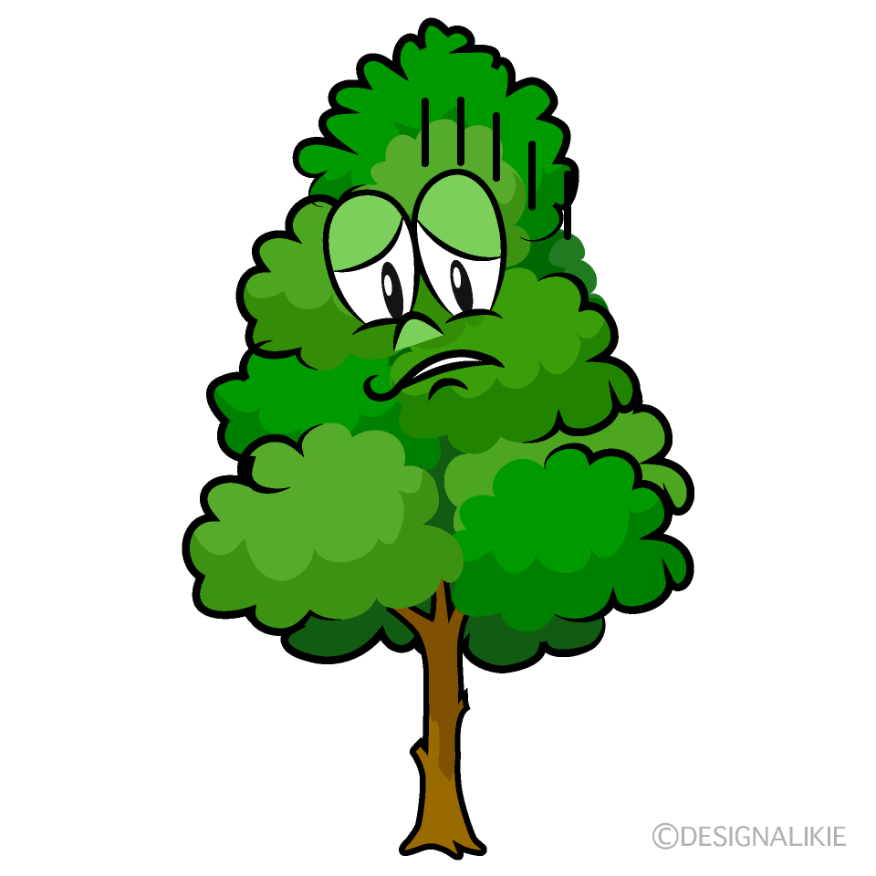 Depressed Tall Tree Cartoon Character Image