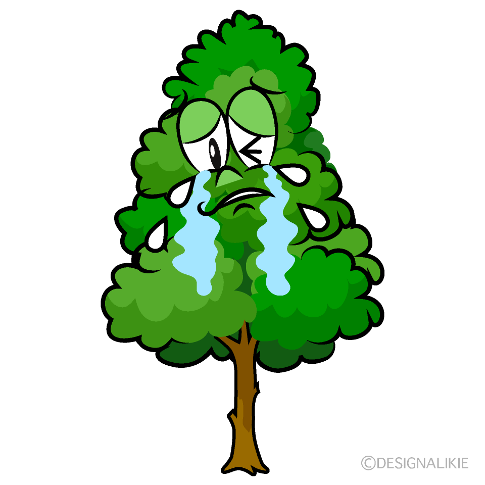 Crying Tall Tree Cartoon Character Image