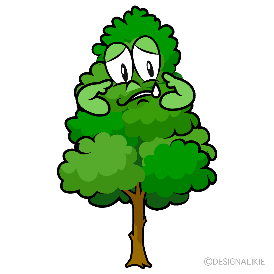 Sad Tall Tree Cartoon Character Image