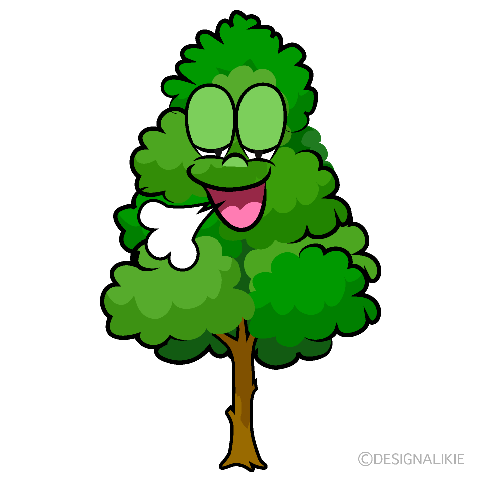 Relaxing Tall Tree Cartoon Character Image