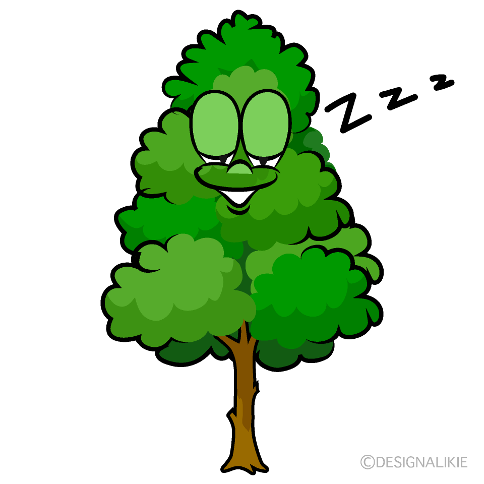 Sleeping Tall Tree Cartoon Character Image