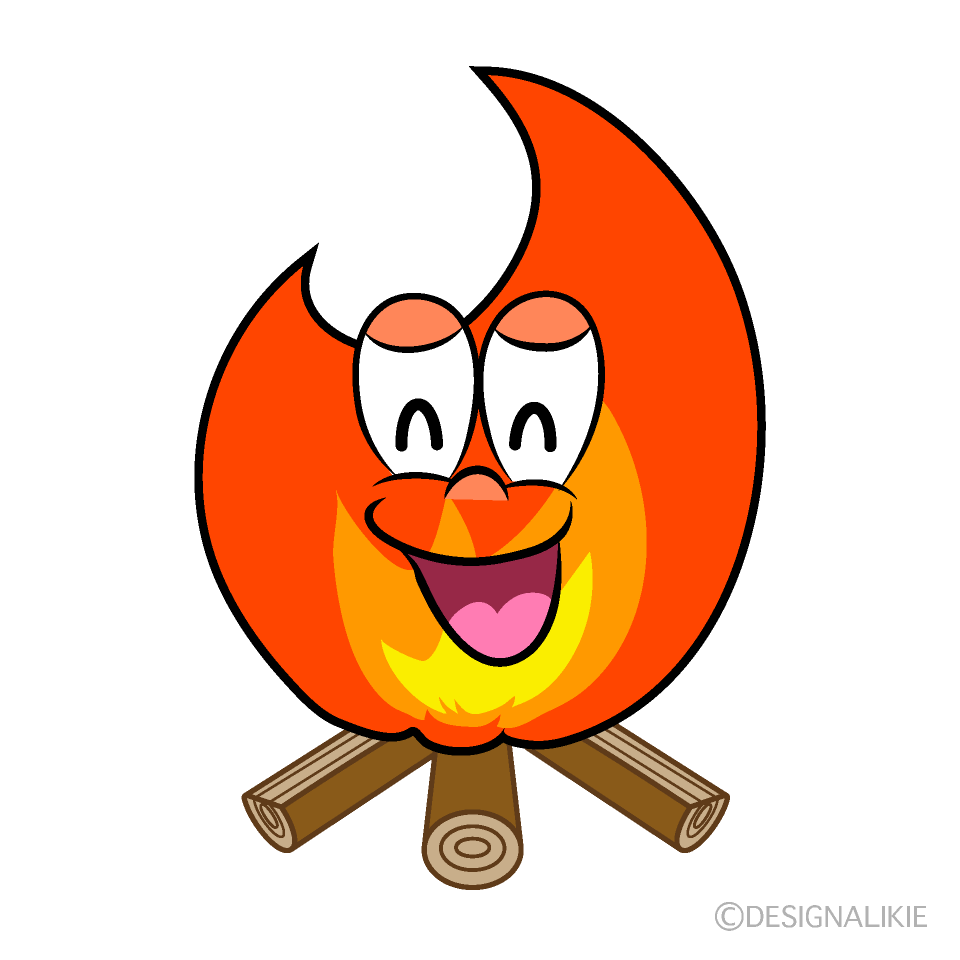 Smiling Bonfire Cartoon Character Image