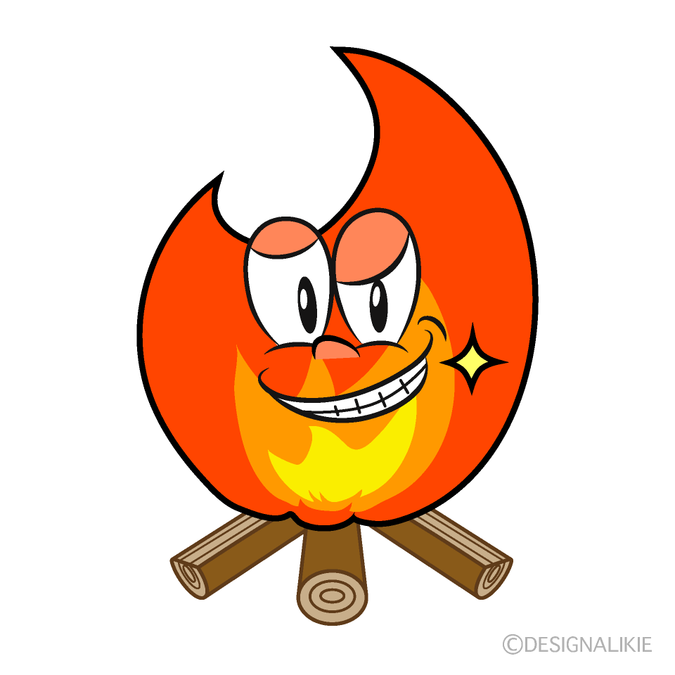 Grinning Bonfire Cartoon Character Image