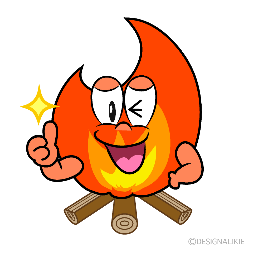 Thumbs up Bonfire Cartoon Character Image