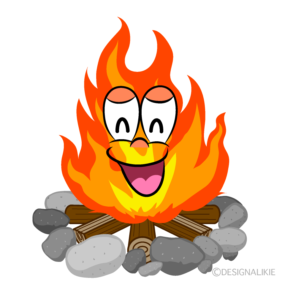 Smiling Campfire Cartoon Character Image