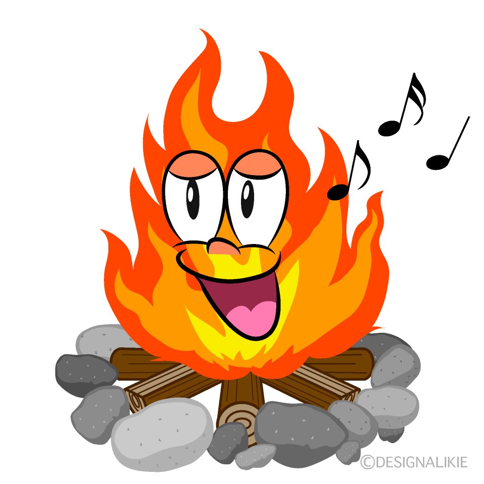 Singing Campfire Cartoon Character Image