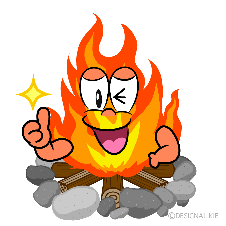 Thumbs up Campfire Cartoon Character Image