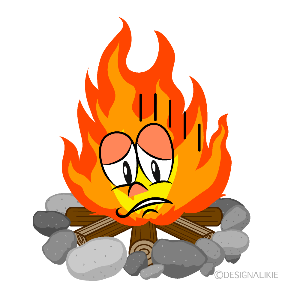 Depressed Campfire Cartoon Character Image