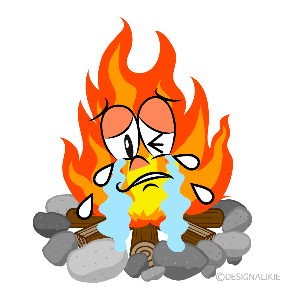 Crying Campfire Cartoon Character Image