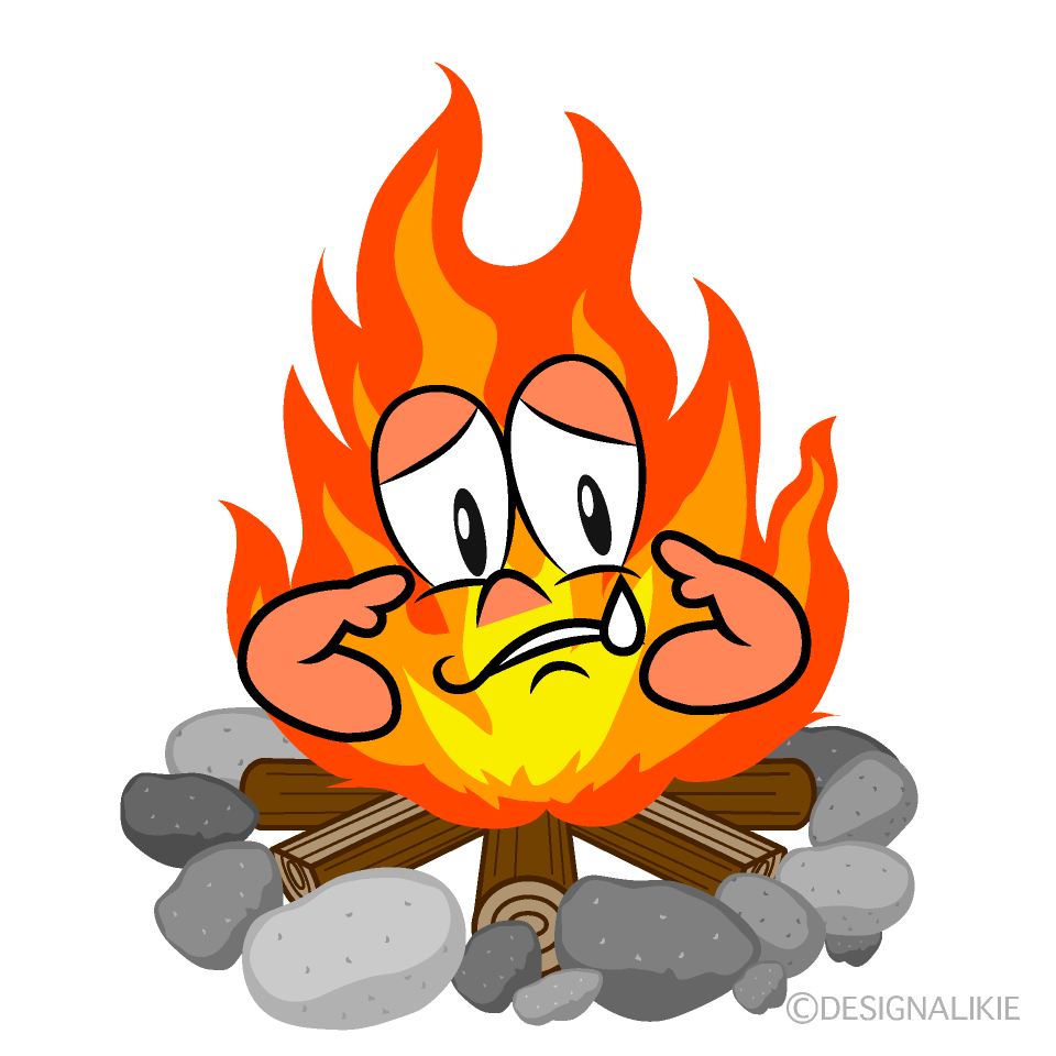 Sad Campfire Cartoon Character Image