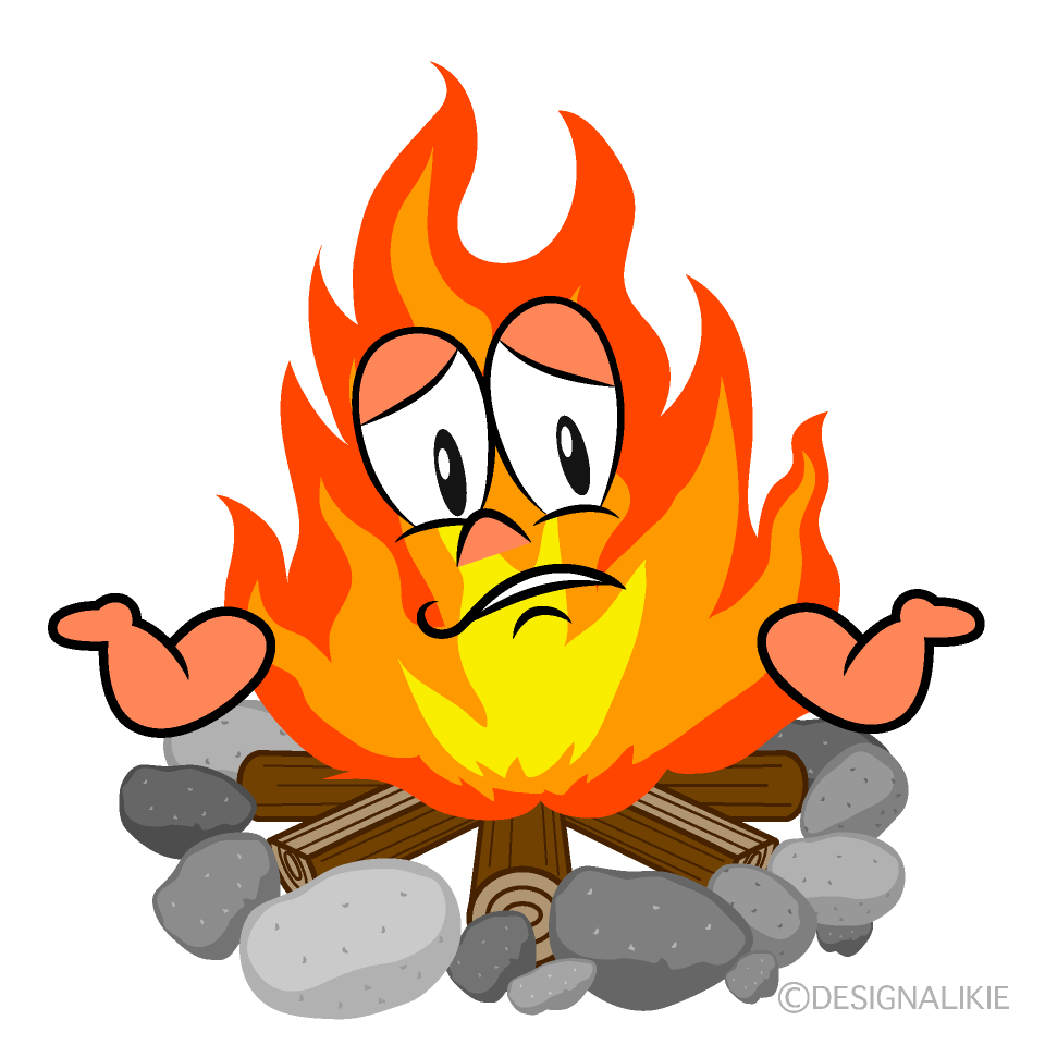 Troubled Campfire Cartoon Character Image