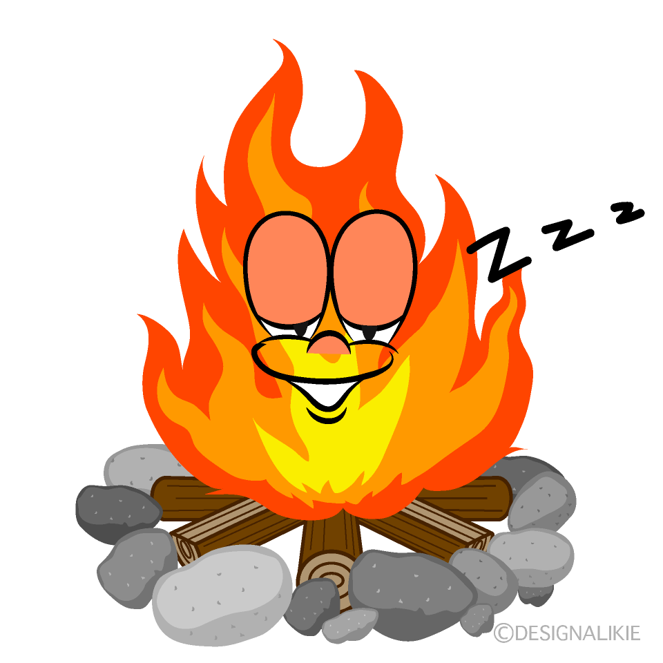 Sleeping Campfire Cartoon Character Image