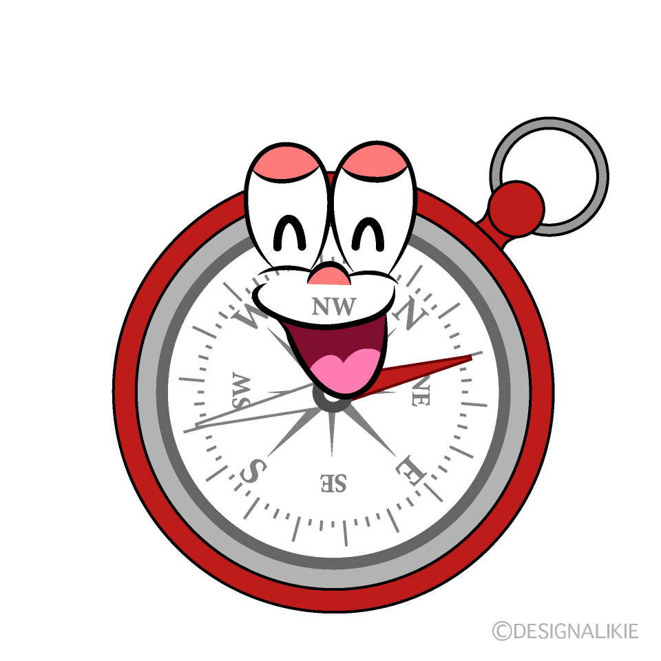 Smiling Compass Cartoon Character Image