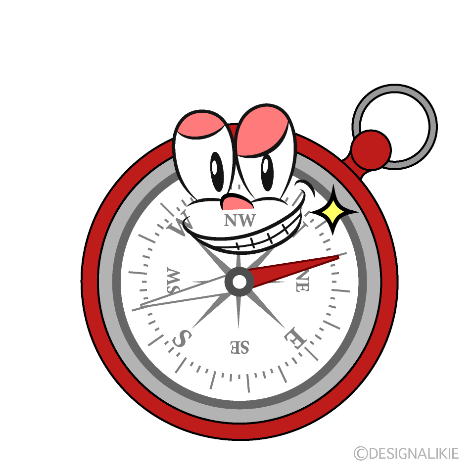 Grinning Compass Cartoon Character Image