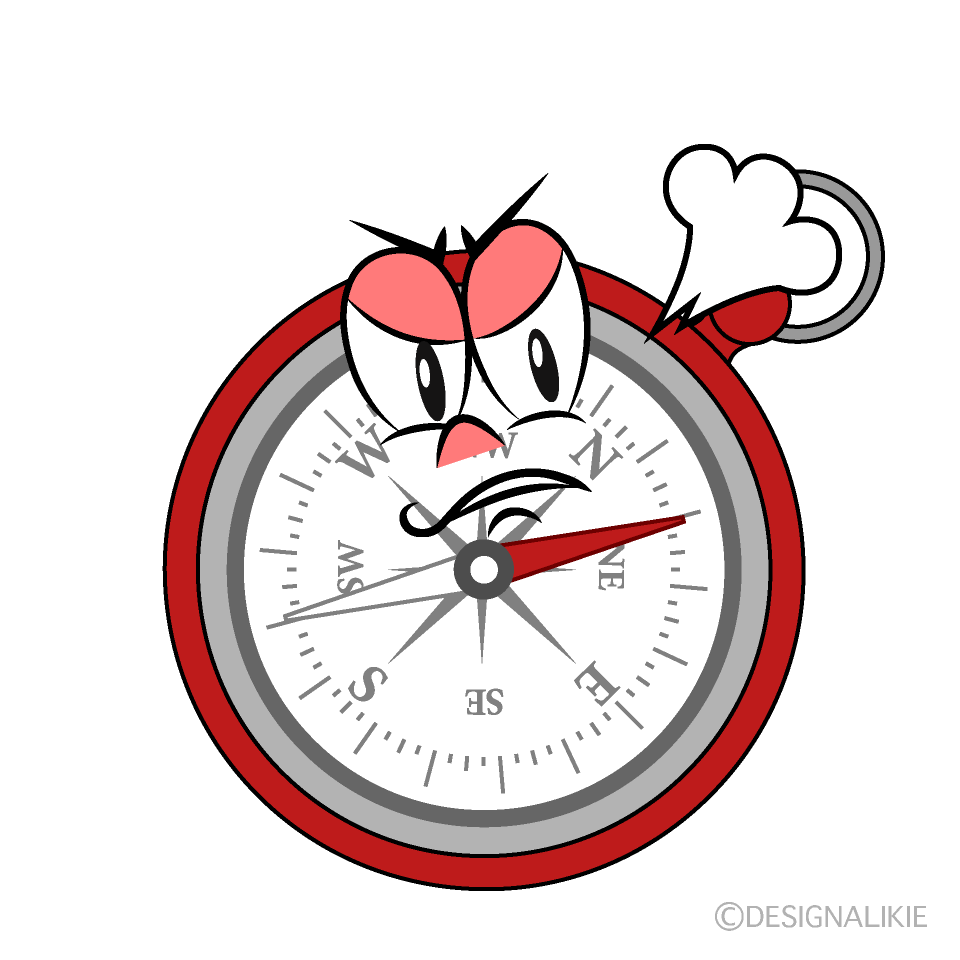 Angry Compass Cartoon Character Image