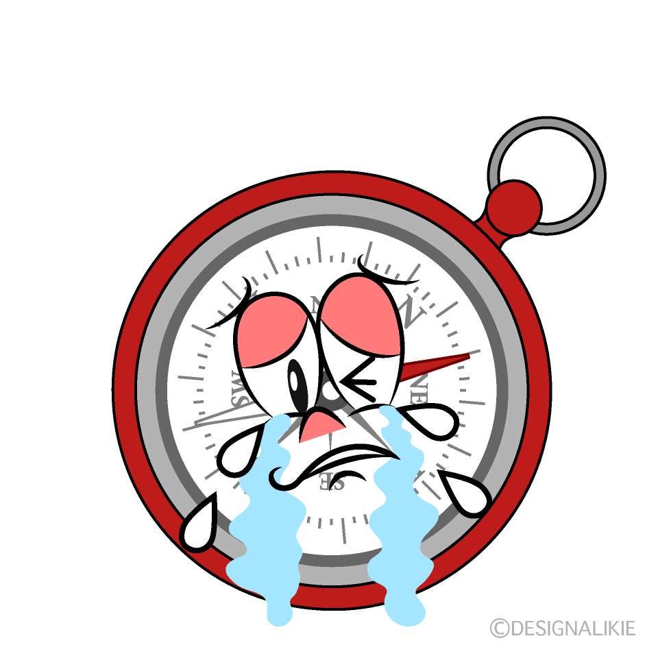 Crying Compass Cartoon Character Image