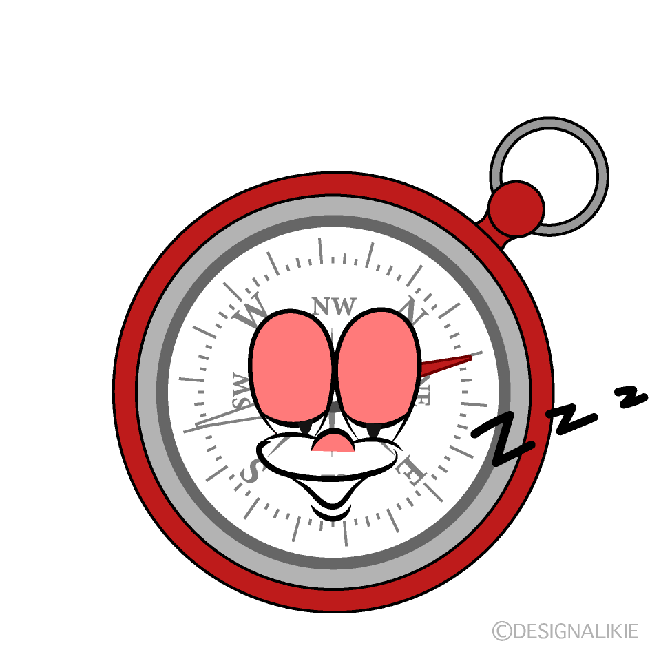 Sleeping Compass Cartoon Character Image