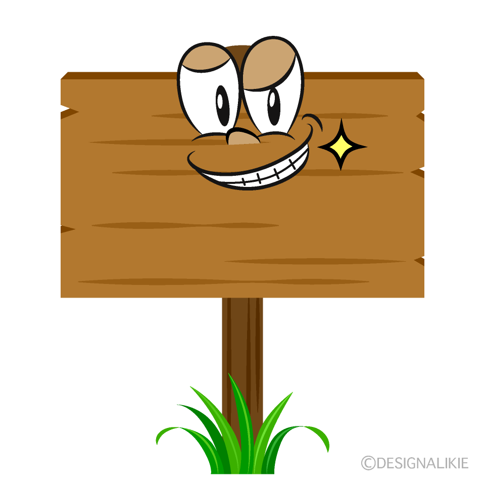 Grinning Signboard Cartoon Character Image