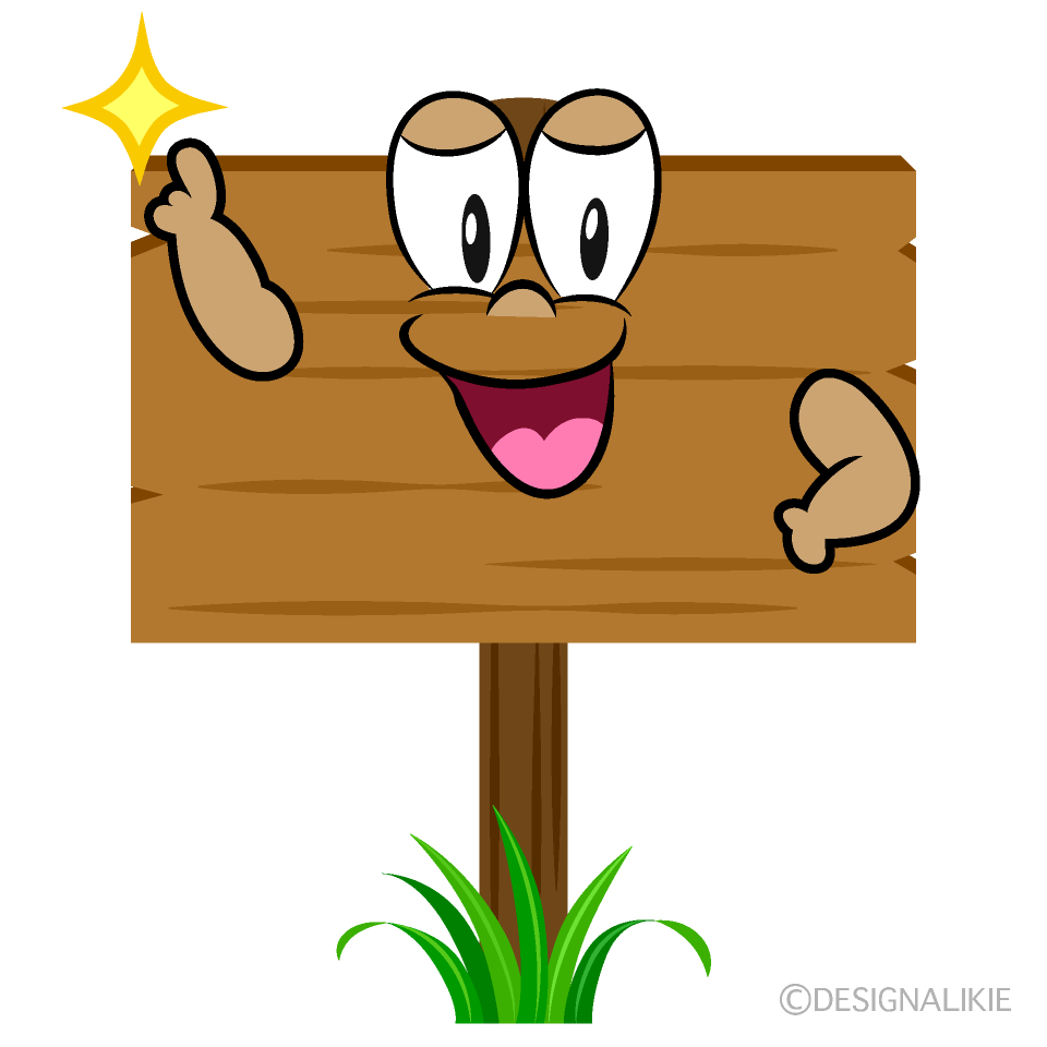 Posing Signboard Cartoon Character Image