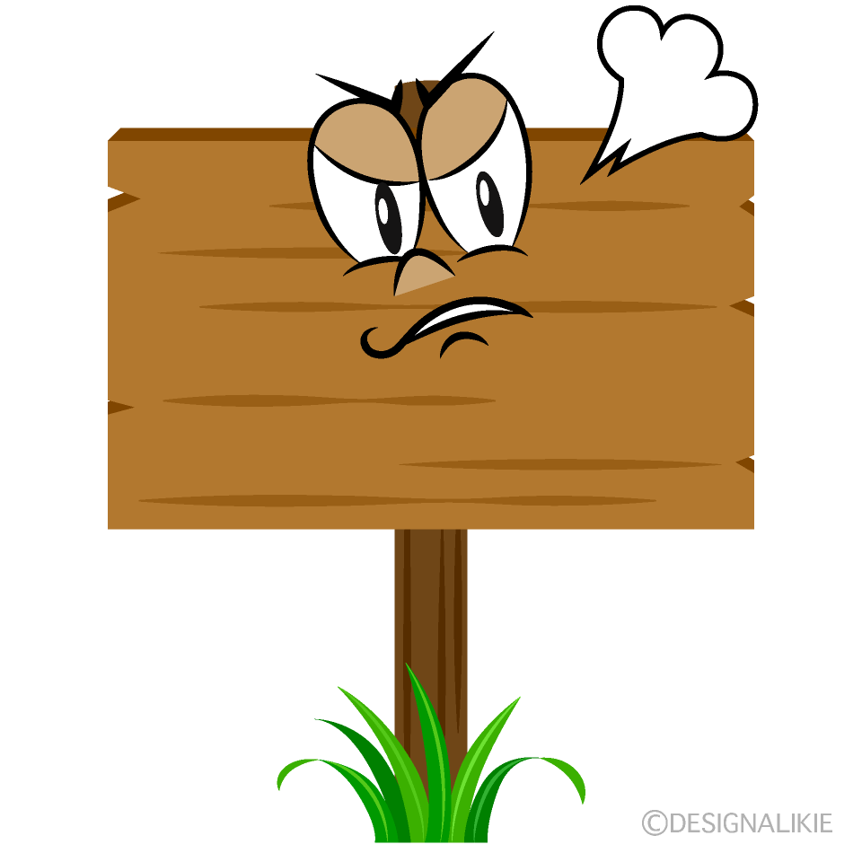 Angry Signboard Cartoon Character Image