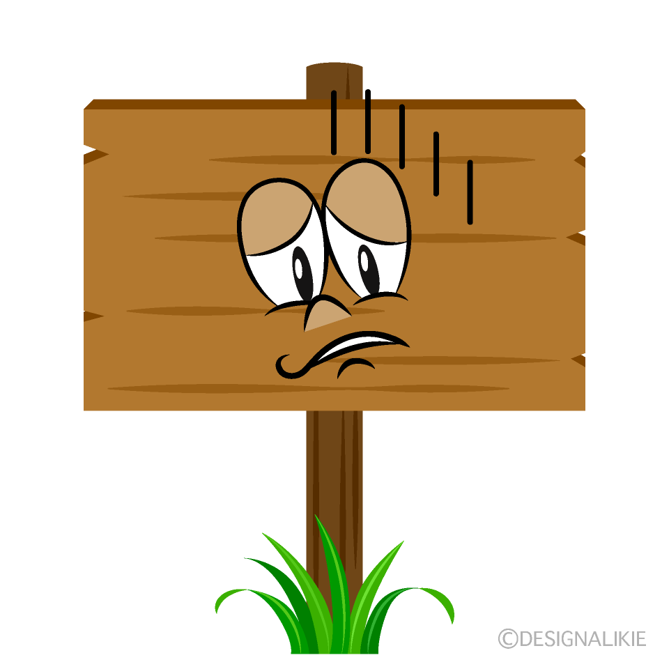 Depressed Signboard Cartoon Character Image