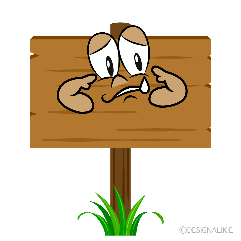 Sad Signboard Cartoon Character Image