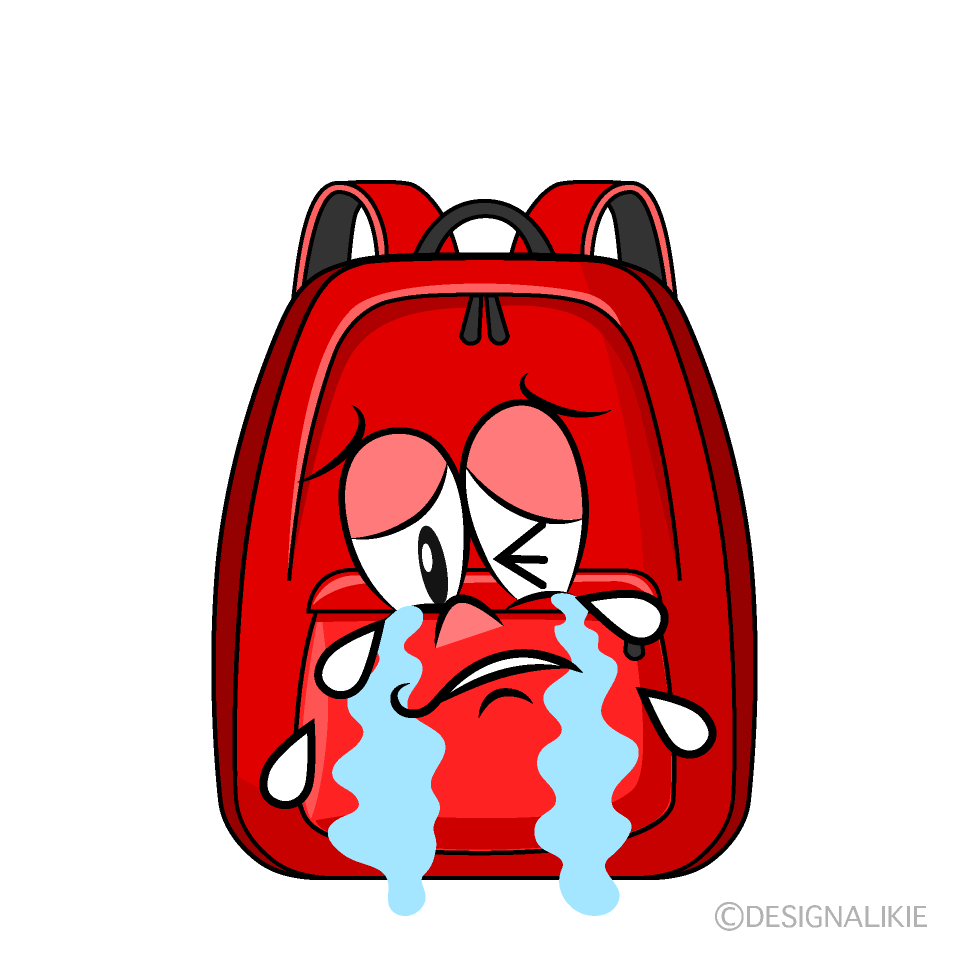 Crying Backpack Cartoon Character Image