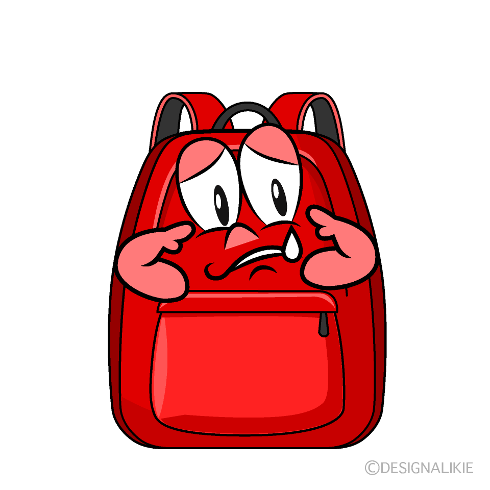 Sad Backpack Cartoon Character Image