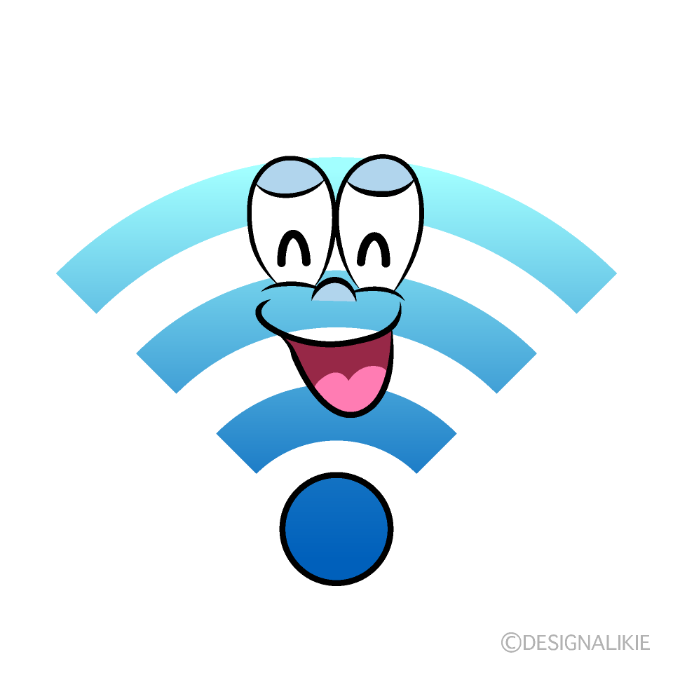 Smiling Wi-Fi Cartoon Character Image