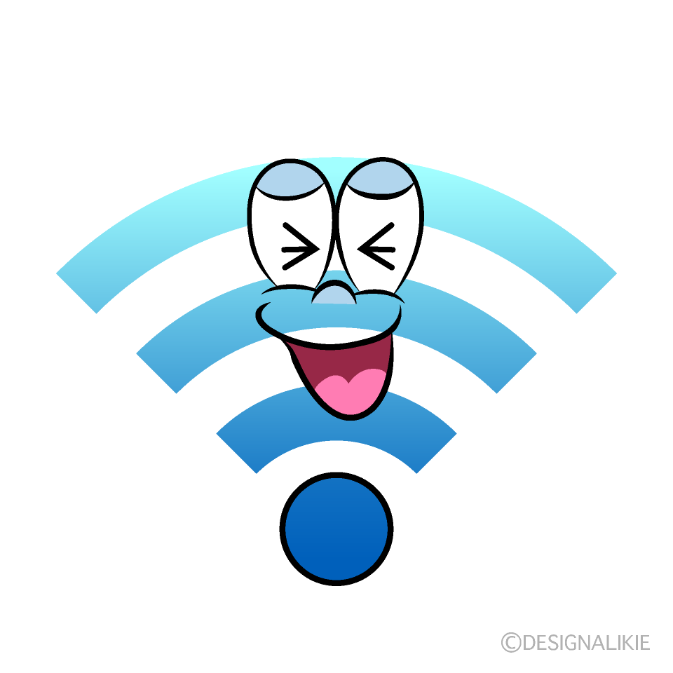 Laughing Wi-Fi Cartoon Character Image