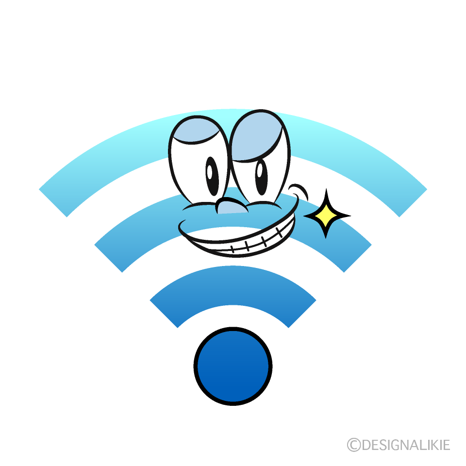 Grinning Wi-Fi Cartoon Character Image