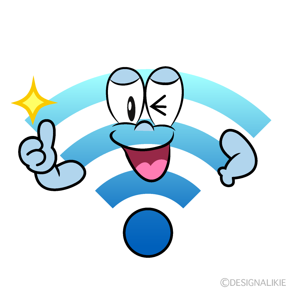 Thumbs up Wi-Fi Cartoon Character Image