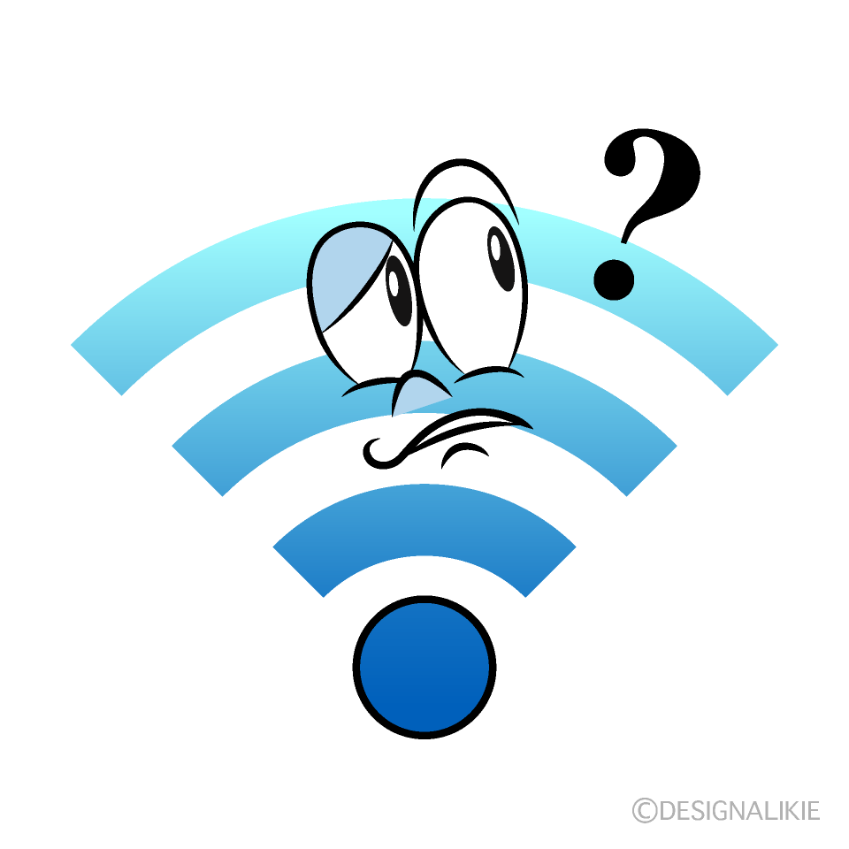 Thinking Wi-Fi Cartoon Character Image