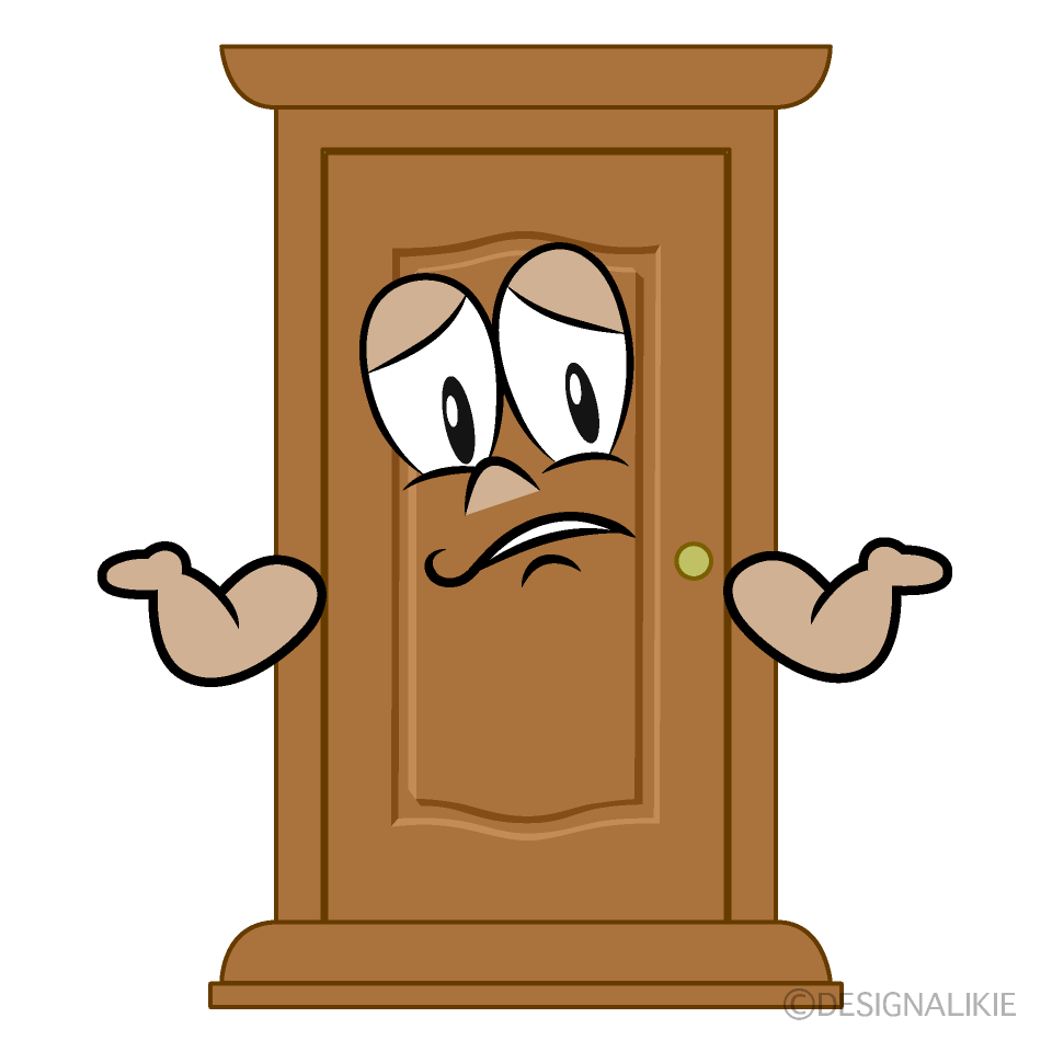 Troubled Door Cartoon Character Image