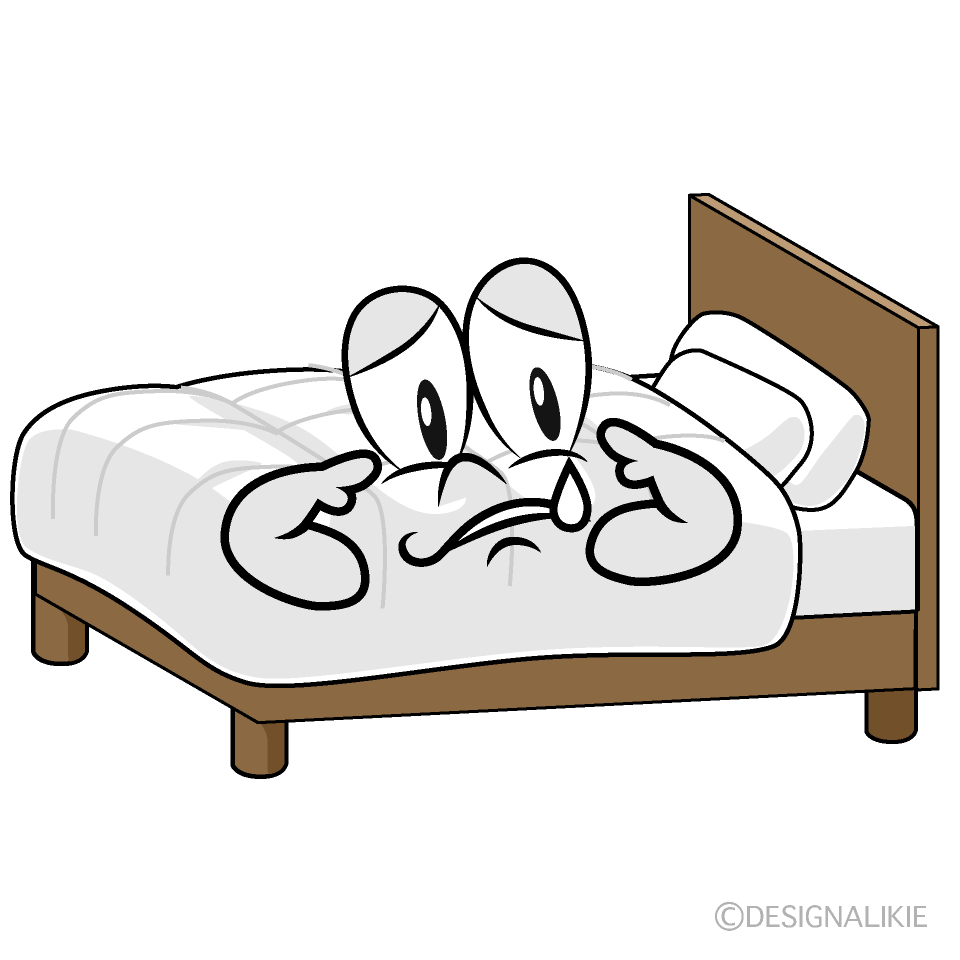 Sad Bed Cartoon Character Image