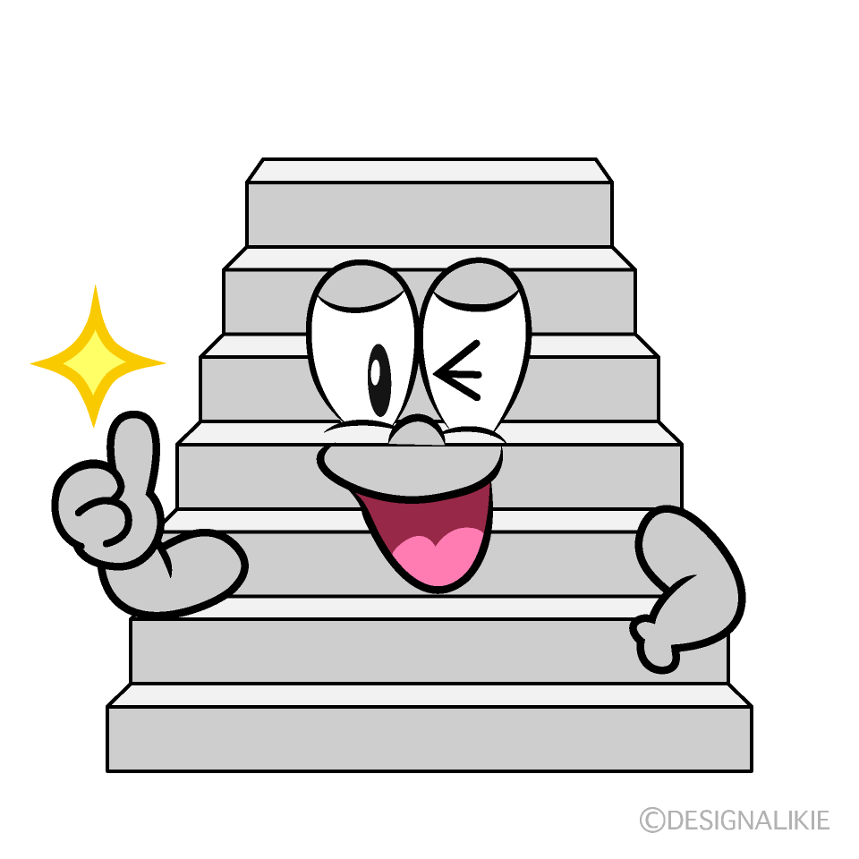 Thumbs up Stairs Cartoon Character Image