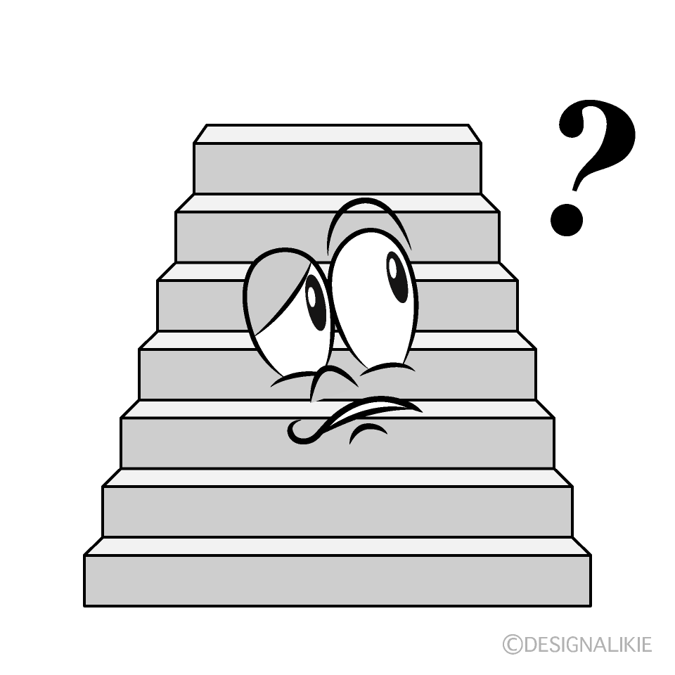 Thinking Stairs Cartoon Character Image