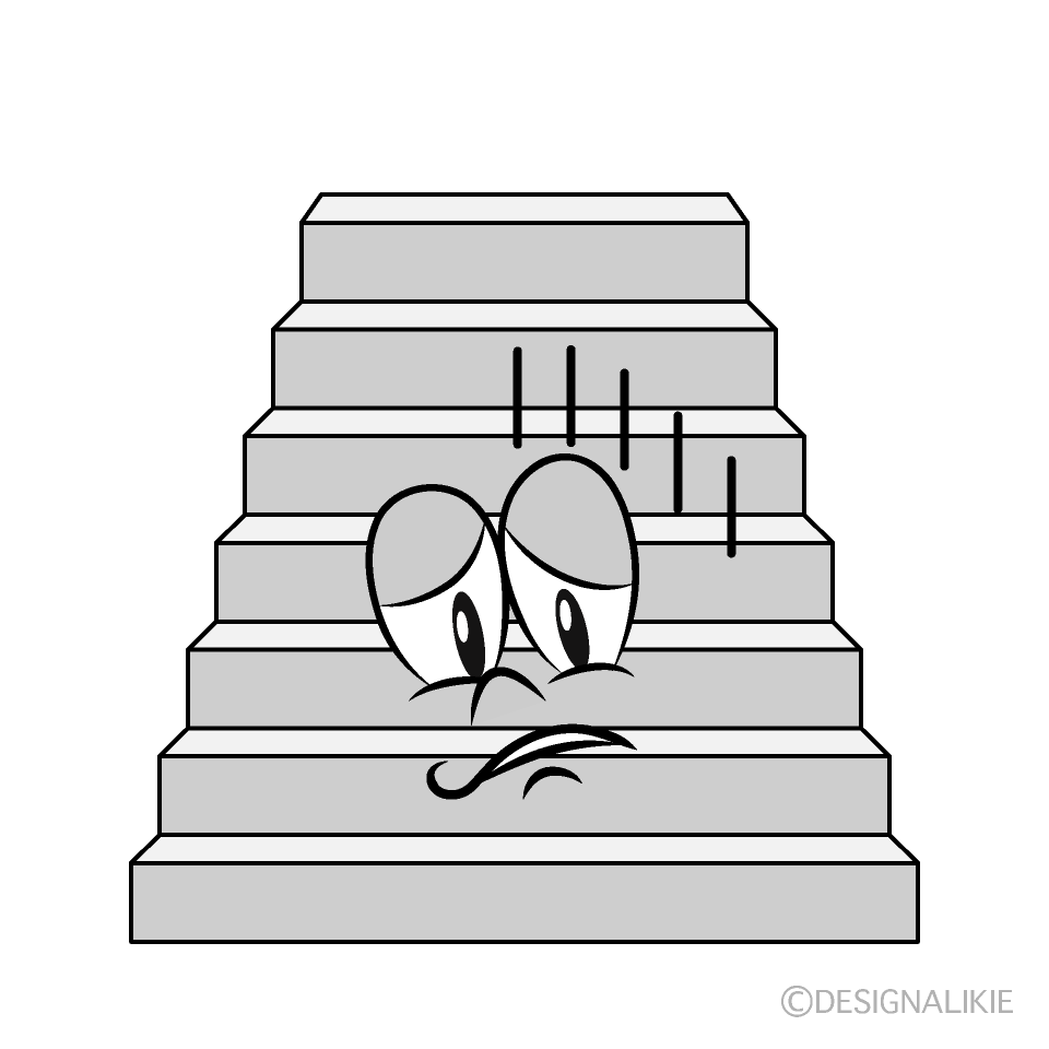 Depressed Stairs Cartoon Character Image