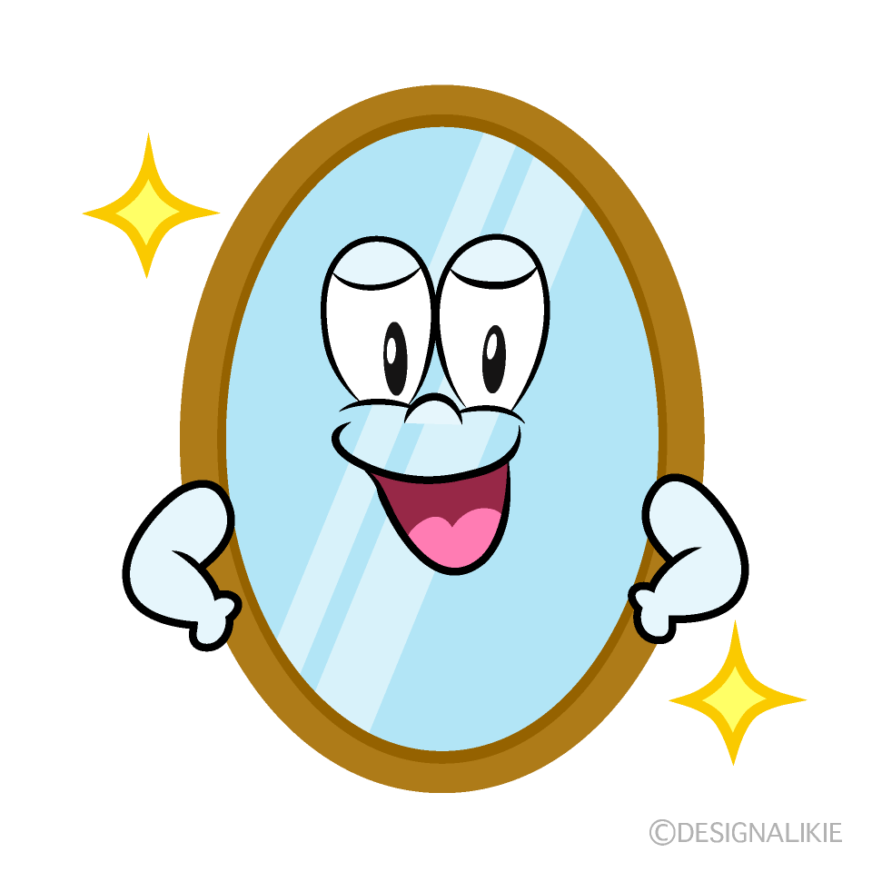 Glitter Mirror Cartoon Character Image