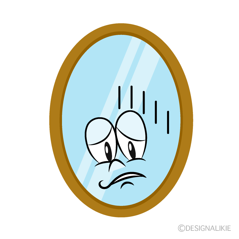 Depressed Mirror Cartoon Character Image