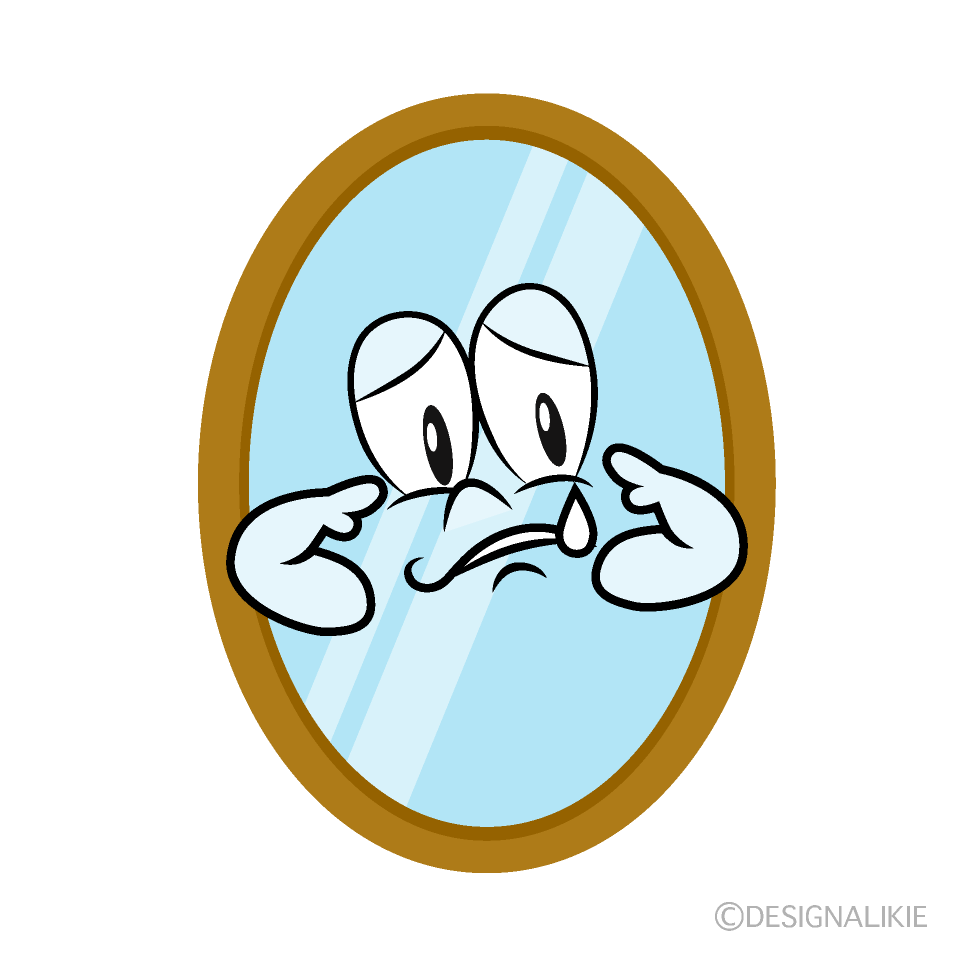 Sad Mirror Cartoon Character Image