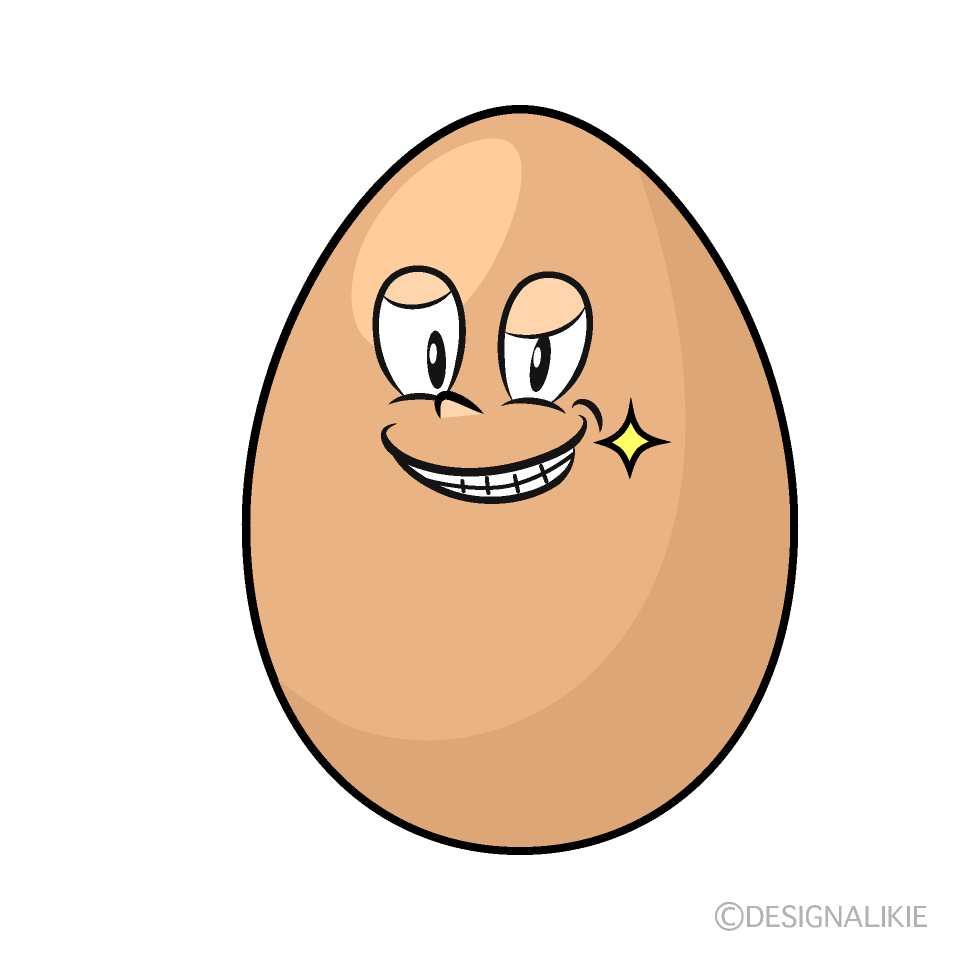 Grinning Organic Egg Cartoon Character Image