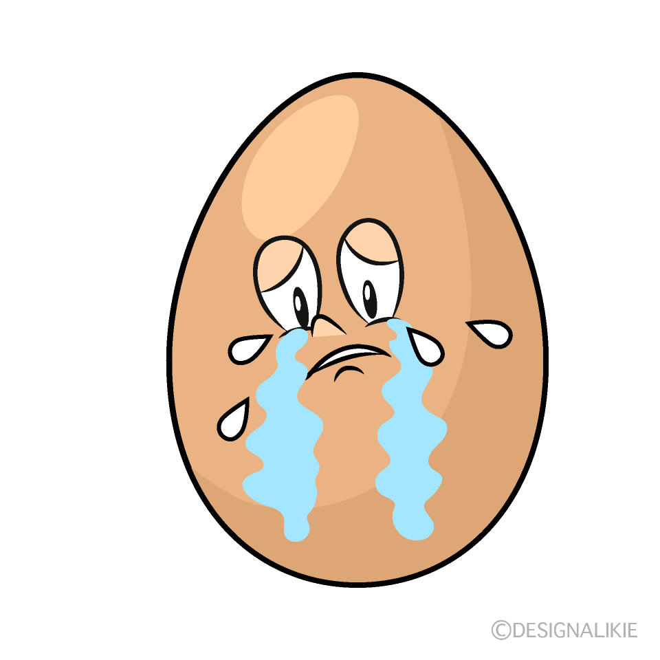 Crying Organic Egg Cartoon Character Image