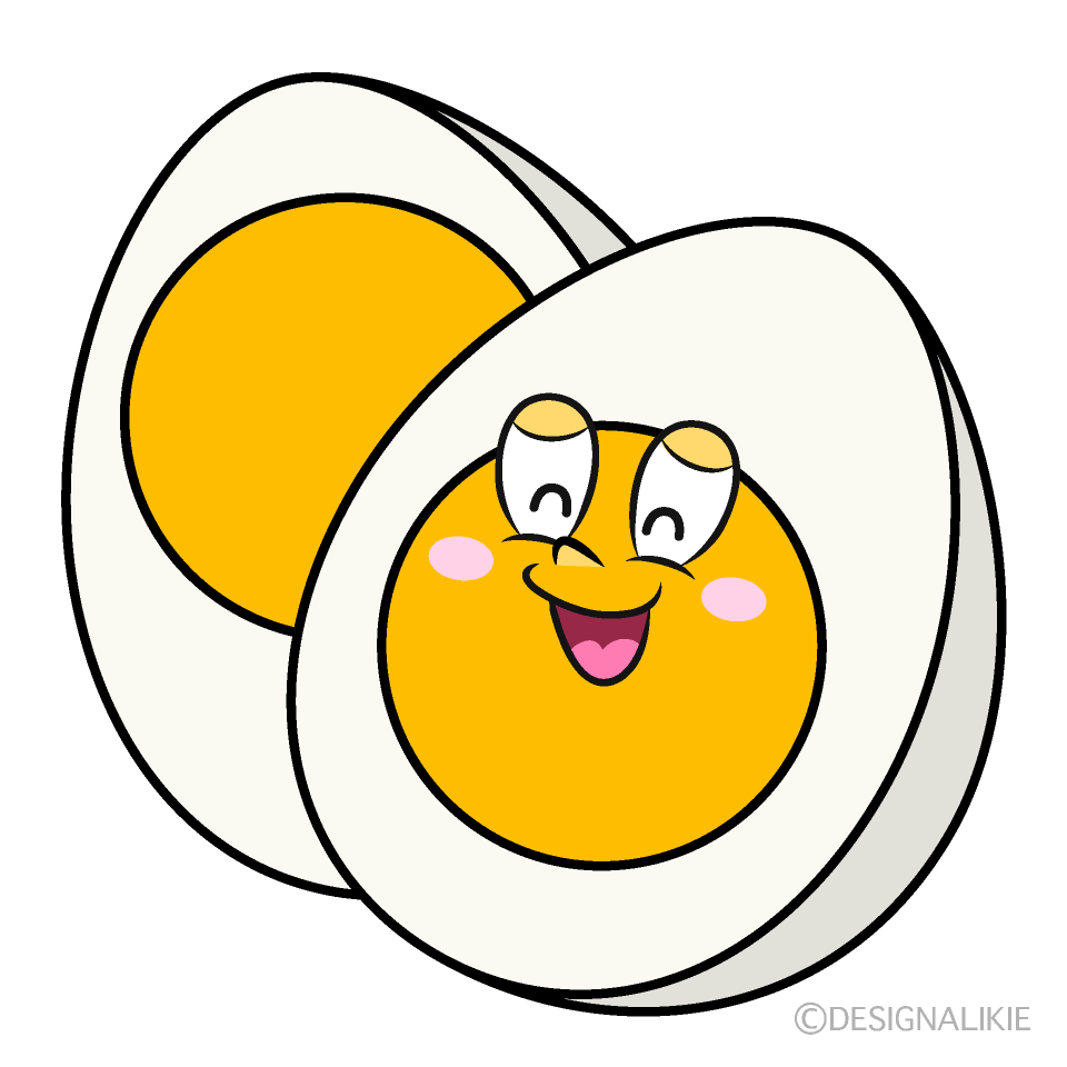 Smiling Boiled Egg Cartoon Character Image