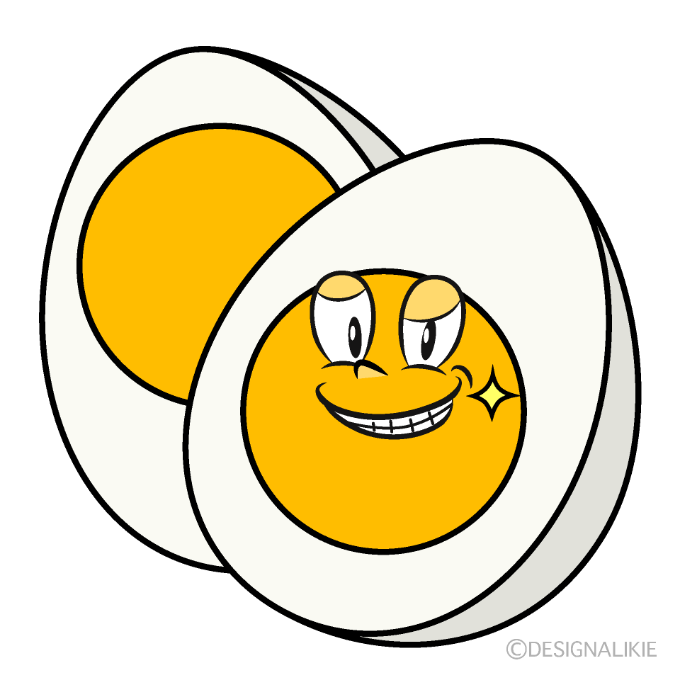 Grinning Boiled Egg Cartoon Character Image