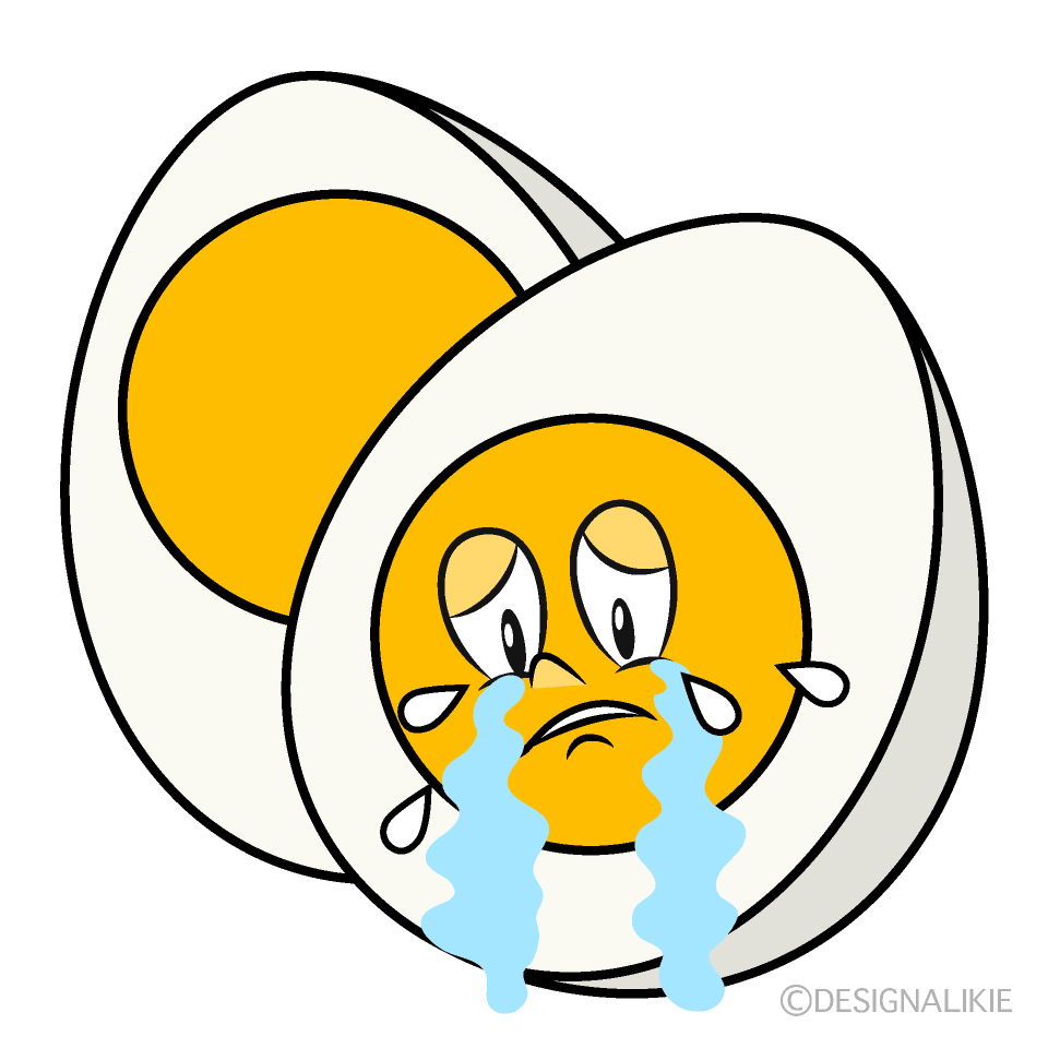 Crying Boiled Egg Cartoon Character Image