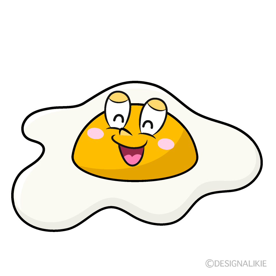 Smiling Fried Egg Cartoon Character Image