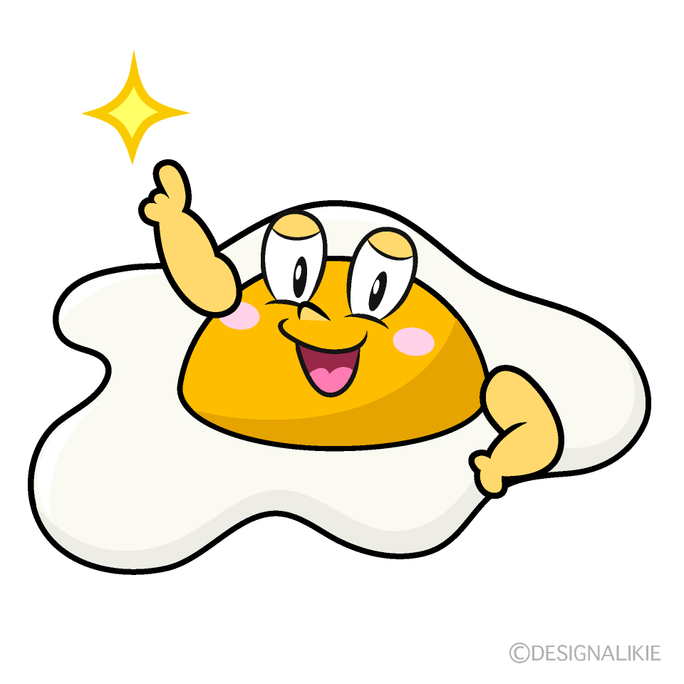 Posing Fried Egg Cartoon Character Image